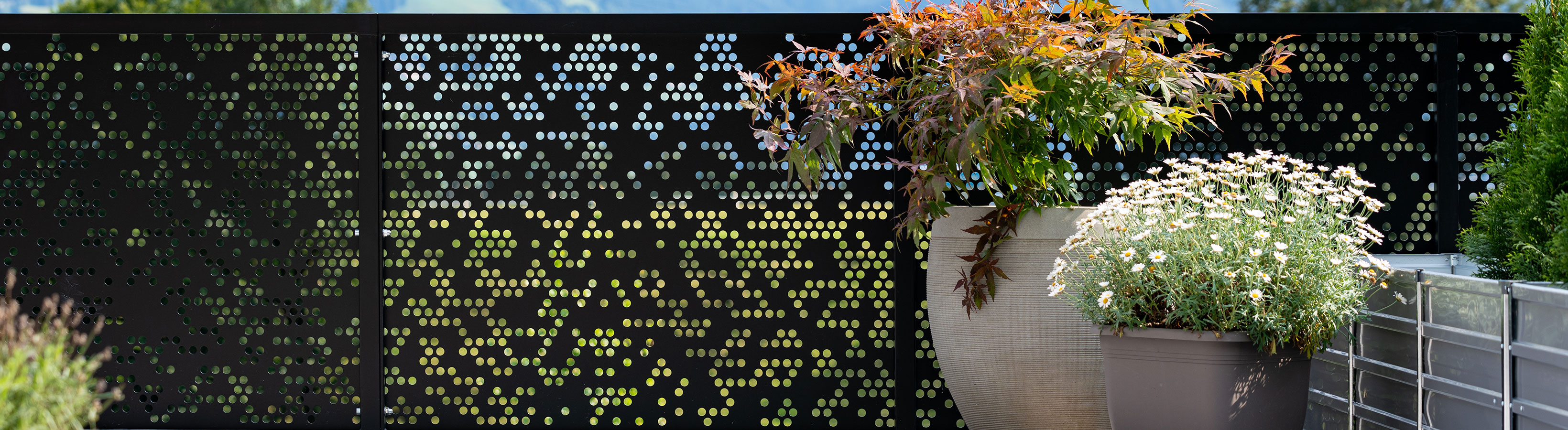 Perforated sheet metal balcony railing | Design & MEVACO